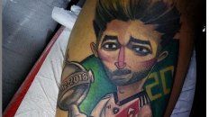 El tatuaje con la imagen de Milton Casco. El tatuaje con la imagen de Milton Casco.