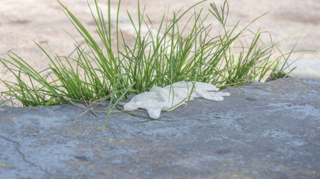 Guantes tirados en Paraná.