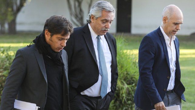 Larreta con Kicillof y Alberto Fernández, en una de las últimas reuniones mantenidas por la pandemia. 