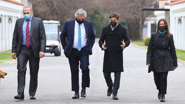 Berni, Fernández, Kicillof y Frederic, en Olivos, Pocas horas después comenzaron las protestas de los policías.