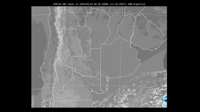 El mapa satelital muestra el cielo despejado sobre Paraná, la provincia y gran parte del centro del país.