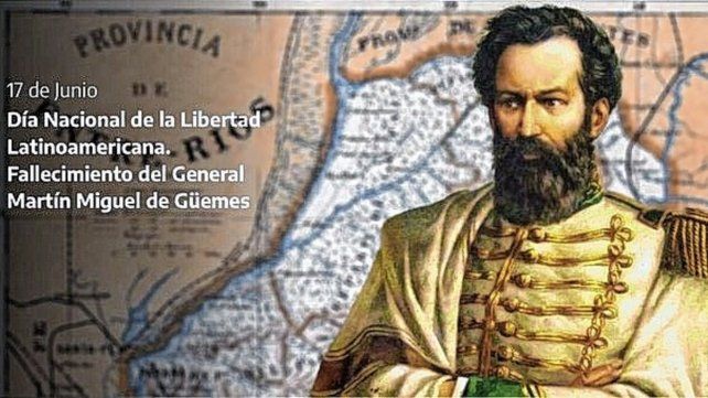 El gobernador de Entre Ríos, Gustavo Bordet, utilizó la red social Twitter para conmemorar el Paso a la Inmortalidad del General Don Martín Miguel de Güemes