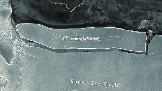 El iceberg más grande del mundo se separó de la Antártida, según la Agencia Espacial Europea.