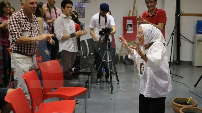 'Norita' Cortiñas en una charla que dio en AGMER Paraná en 2018 'Norita' Cortiñas en una charla que dio en AGMER Paraná en 2018