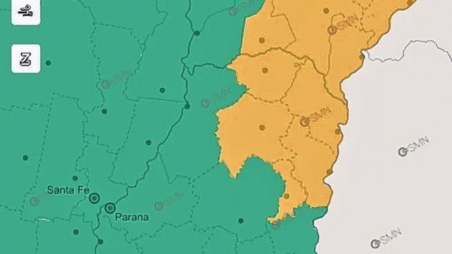 Si bien en todo Entre Ríos hay probabilidad de inestabilidades, en una zona se espera fenómenos meteorológicos más intensos