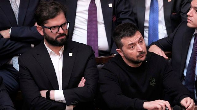 El presidente de Chile Gabiel Boric, junto al presidente de Ucrania, Volodímir Zelenski. El presidente de Chile Gabiel Boric, junto al presidente de Ucrania, Volodímir Zelenski.