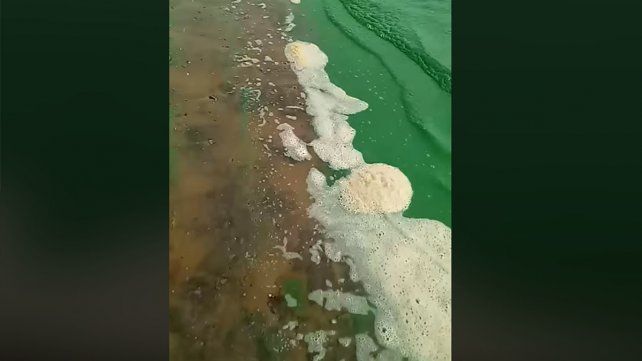 Así está el agua en la costa del Río Uruguay.