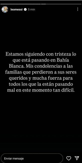 El sentido mensaje de Lionel Messi por el temporal en Bahía Blanca: El sentido mensaje de Lionel Messi por el temporal en Bahía Blanca: