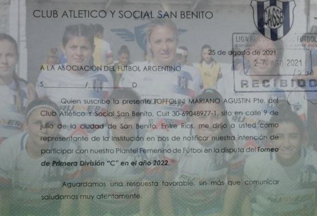 La nota de San Benito que fue recibida por la Liga Paranaense de Fútbol