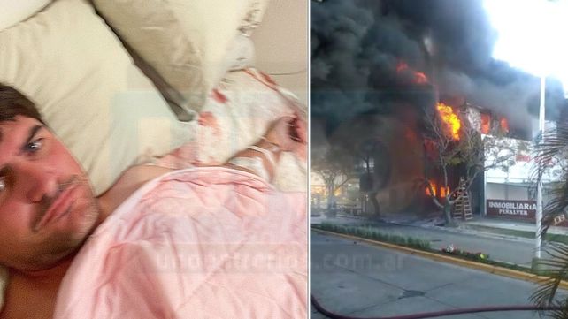 Sebastián Corso colaboró para combatir el incendio en la pinturería de Federación y terminó internado por intoxicación.