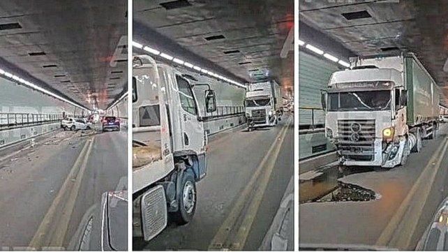 El choque dentro del Túnel fue entre un auto y un camión El choque dentro del Túnel fue entre un auto y un camión