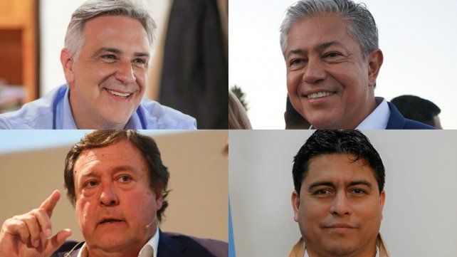 De izq. a der. de arriba a abajo: Llaryora, Figueroa, Weretilneck y Vidal. De izq. a der. de arriba a abajo: Llaryora, Figueroa, Weretilneck y Vidal.