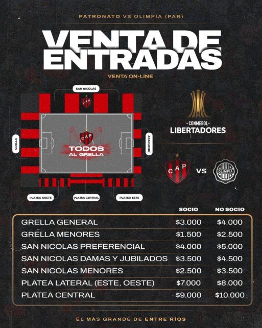 Patronato-Olimpia: comenzó la venta de entradas Patronato-Olimpia: comenzó la venta de entradas