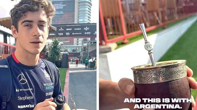 Franco Colapinto con su mate argento. Franco Colapinto con su mate argento.