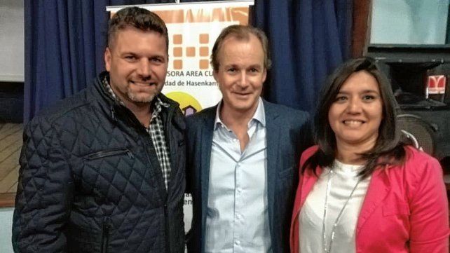 Soledad Romero, junto al intendente de Federal, Gerardo Chapino, y el gobernador Gustavo Bordet.