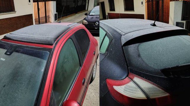 Los autos en Gualeguay, cubiertos por la helada. Los autos en Gualeguay, cubiertos por la helada.