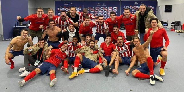 El festejo del equipo dirigido por Diego Simeone en el vestuario del Wanda Metropolitano