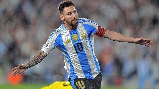 Lionel Messi festejó el gol de Argentina Lionel Messi festejó el gol de Argentina