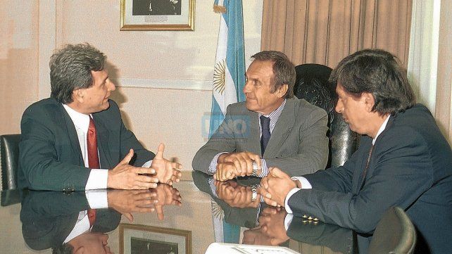 Reutemann junto al entonces intendente de Paraná, Julio Solanas, en 2004.