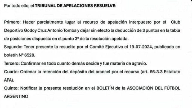 La resolución de AFA por el pedido de Godoy Cruz. La resolución de AFA por el pedido de Godoy Cruz.