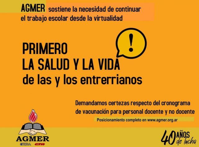 Agmer sostiene la necesidad de continuar desde la virtualidad