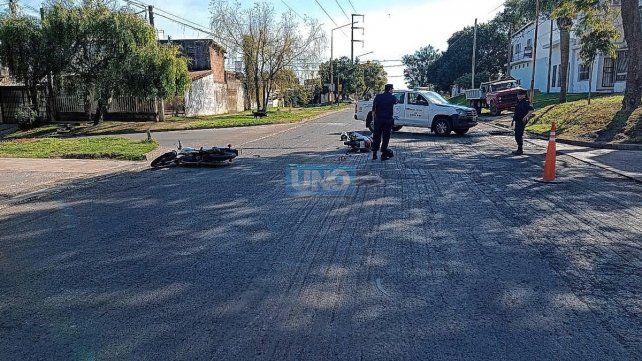 Choque frontal. Las dos motos colisionaron en calle Provincias Unidas. Choque frontal. Las dos motos colisionaron en calle Provincias Unidas.