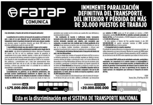 Lischet sobre la paralización del transporte: "Hay 30 mil puestos de trabajo en riesgo"