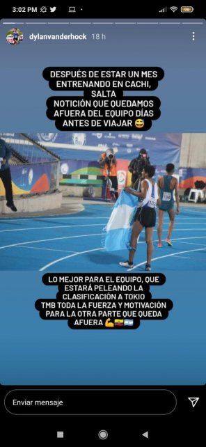 Dylan Van der Hock hizo su descargó en una historia de Instagram.