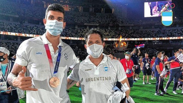Ibarra y Conte, en la clausura de los Juegos Olímpicos de Tokio 2020.