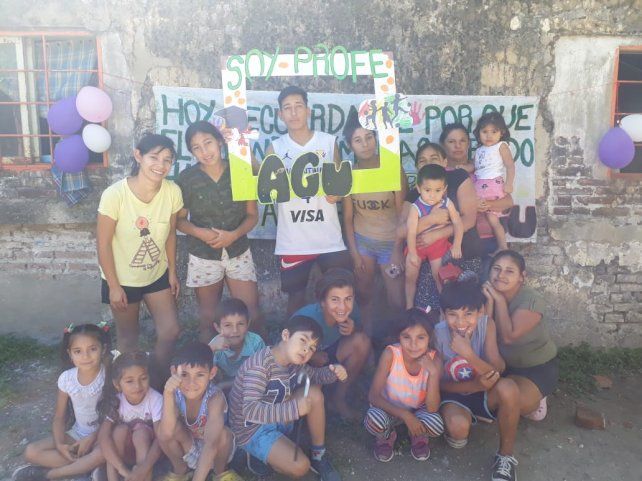 El profesor y su numerosa familia.