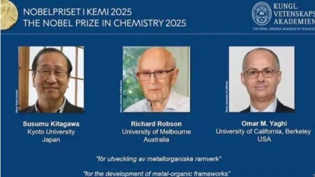 El Premio Nobel de Química 2025 fue para Susumu Kitagawa, Richard Robson y Omar M. Yaghi El Premio Nobel de Química 2025 fue para Susumu Kitagawa, Richard Robson y Omar M. Yaghi
