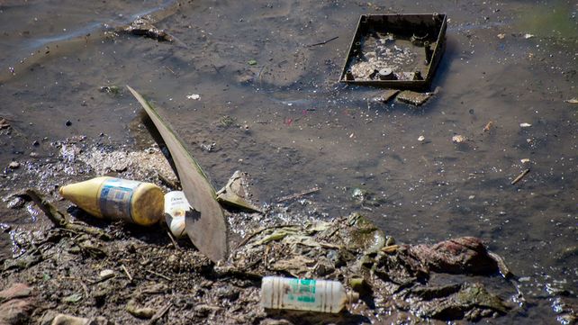 La bajante del río Paraná evidenció la cantidad de plástico. La bajante del río Paraná evidenció la cantidad de plástico.
