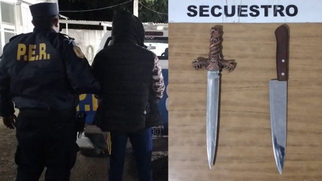 El joven de Paraná fue detenido y le secuestraron dos cuchillas.