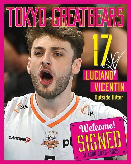 Tokyo Great Bears confirmó la llegada de Luciano Vicentin. Tokyo Great Bears confirmó la llegada de Luciano Vicentin.
