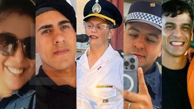 De izquierda a derecha: los policías fallecidos Núñez, Gervasoni, Ruiz Moreno, Monzón y Taborda. De izquierda a derecha: los policías fallecidos Núñez, Gervasoni, Ruiz Moreno, Monzón y Taborda.