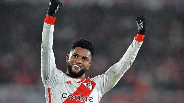 Miguel Borja festeja el primer gol de River ante Talleres. Miguel Borja festeja el primer gol de River ante Talleres.