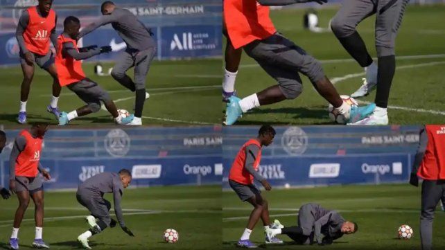 El PSG difundió el video en el que Gueye pisa a Mbappé durante un entrenamiento.