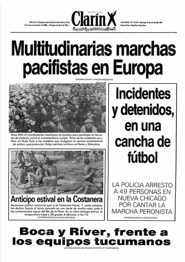 Lo ocurrido en el estadio de Nueva Chicago, reflejado en la tapa de Clarín Lo ocurrido en el estadio de Nueva Chicago, reflejado en la tapa de Clarín