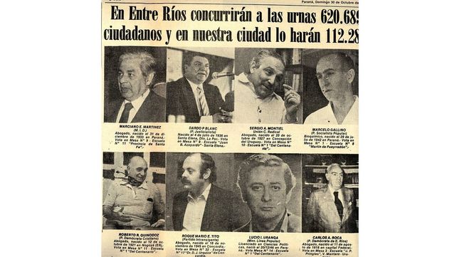 HISTÓRICO. Un artículo de El Diario previo a las elecciones, con las fotos de los ocho candidatos a gobernador.