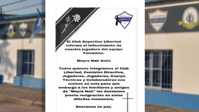 El comunicado del Club Deportivo Libertad, de Nogoyá. El comunicado del Club Deportivo Libertad, de Nogoyá.
